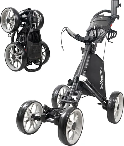 Vista 10 de CaddyTek - Carrito de golf con 4 ruedas, Caddy Cruiser One versión 8 1, plegable con un clic, ligero, carrito de caddie, compacto, fácil de abrir