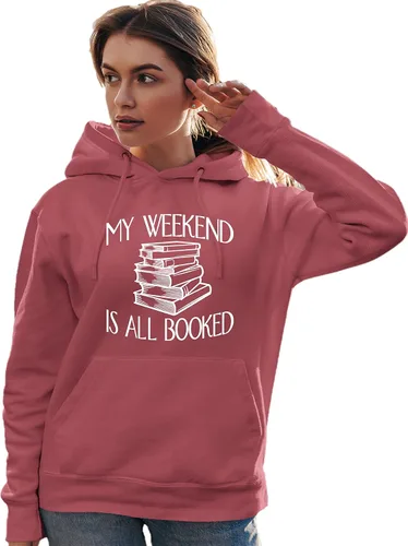 Vista 6 de Go All Out My Weekend Is All Booked Funny Book Reading Lover - Sudadera con capucha para hombre y mujer Negro