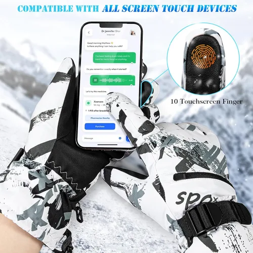 Vista 3 de clubone Guantes de invierno Guantes para hombres y mujeres, guantes de forro polar elásticos con tacto inteligente, guantes resistentes al viento