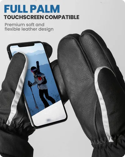 Vista 5 de OutdoorMaster Guantes de esquí para hombres y mujeres, guantes de nieve de 3 dedos, guantes de snowboard con pantalla táctil completa, guantes
