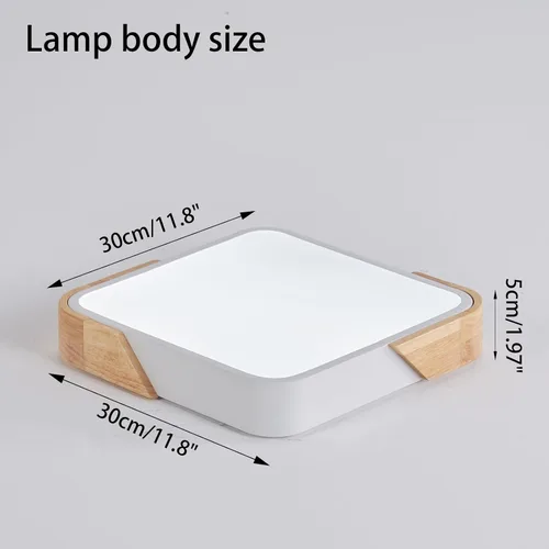 Vista 2 de Lámpara de Techo, LED de Montaje Empotrado de 24W, Luminaria Moderna de Madera Plafón para Dormitorio, Sala de Estar, 12 Pulgadas, Blanco Frío 6500K