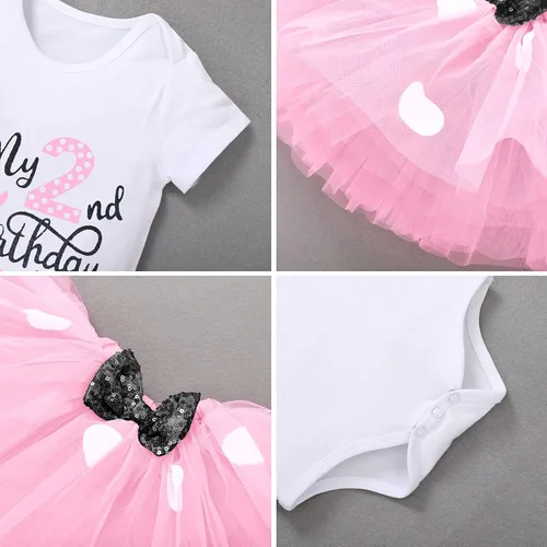 Vista 6 de Conjunto de falda de princesa con diseño de lunares para bebé para el primer cumpleaños de niñas