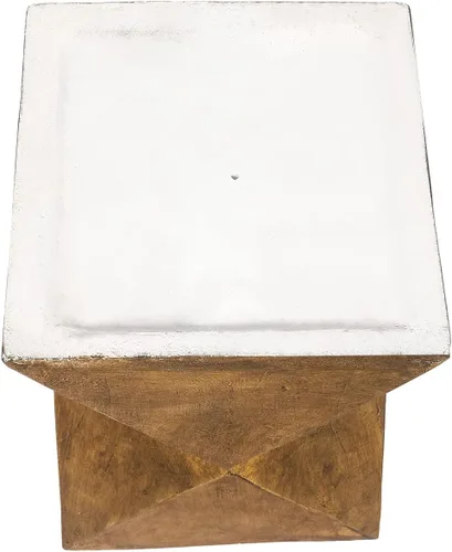 Vista 8 de Adeco Taburete de hormigón, mesa auxiliar de patio, mesa auxiliar decorativa para jardín, mesitas de noche, soporte para plantas, mesa de centro