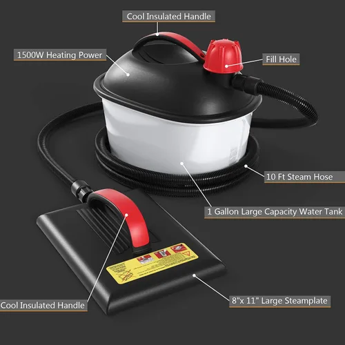 Vista 6 de Goplus Limpiador de papel pintado vaporizador sin químicos para eliminación de papel tapiz con manguera de 10 pies y placa de vapor grande