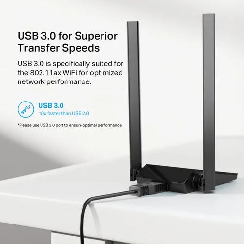 Vista 7 de TP-Link Adaptador USB WiFi 6 para PC de escritorio, antena WiFi de doble Negro
