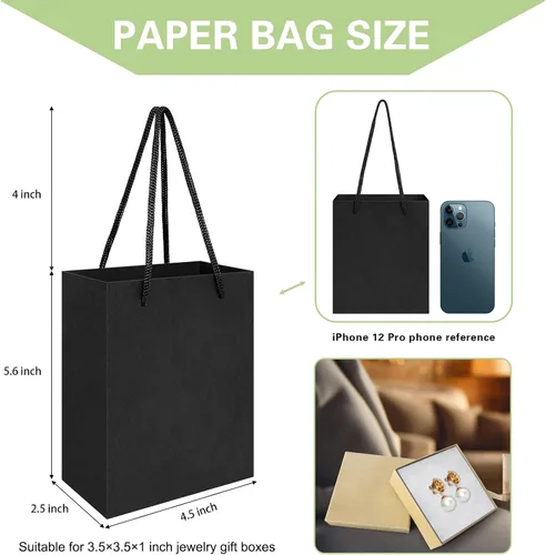 Vista 2 de batifine Bolsas de regalo pequeñas, pequeñas bolsas de joyería con asas, pequeñas bolsas de papel a granel para recuerdos de fiesta, regalos