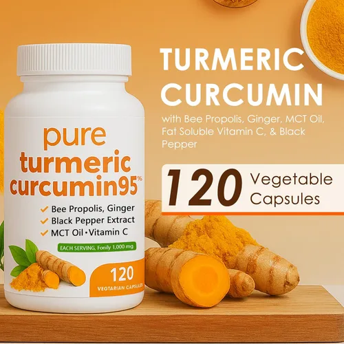 Vista 6 de Curcumina de cúrcuma pura de cúrcuma 95 1000 mg - Extracto de pimienta negra Cápsulas veganas 120