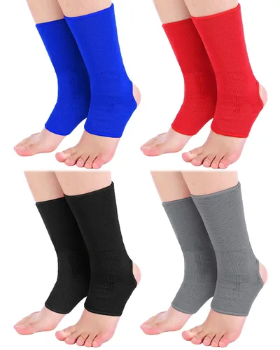 Vista 5 de Handepo 4 pares de tobilleras Muay Thai de compresión MMA, tobilleras de compresión para hombres y mujeres, kickboxing, artes marciales, gimnasio
