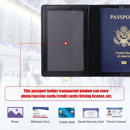 Vista 2 de TIGARI Fundas para pasaporte para pasaporte, fundas para pasaporte y vacuna, tarjetas combinadas, estuche ultra delgado para pasaporte para mujeres