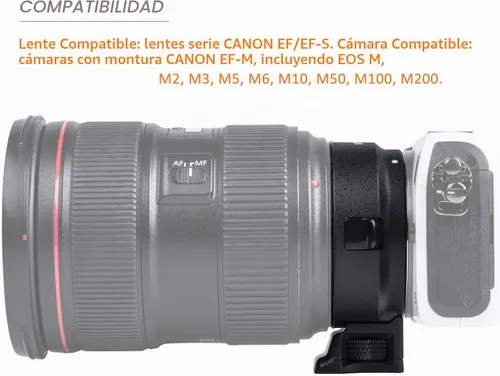 Vista 4 de Adaptador de lente EF-EOS M Anillo convertidor de lente de enfoque automático compatible con lentes Canon EF/EF-S y cámaras Canon EOS-M