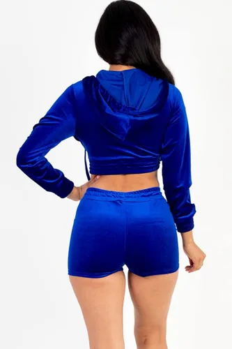 Vista 3 de EDGELULU Conjunto de 2 piezas para mujer, sudadera con capucha y pantalones cortos elásticos y suaves