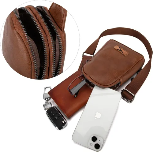 Vista 7 de Wrangler Bolso bandolera pequeño para mujer, bolsos cruzados de cuero *Clásico-marrón