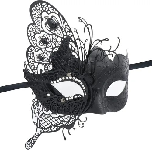 Vista 5 de Misteriosa mariposa veneciana para baile de máscaras, Halloween, fiesta de noche, baile de graduación, bar, accesorio de disfraces