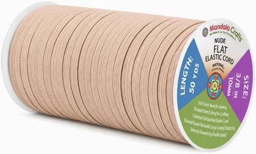 Vista 132 de Mandala Crafts 20 yardas 1/2 pulgada 0.472 in bandas elásticas beige