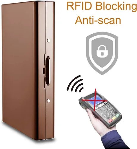 Vista 3 de EASTNIGHTS Soporte para tarjetas de crédito RFID, protector de metal para tarjetas de crédito para hombres y mujeres, paquete de caja de regalo