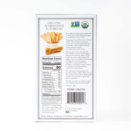 Vista 2 de Rustic Bakery Sel Gris Flatbread + Bites Paquete de 2 – Pan plano Sel Gris + Sel Gris Cracker Bites – Galletas planas de masa madre hechas a mano