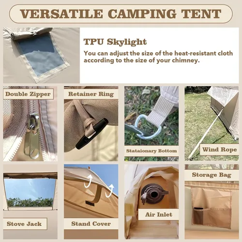 Vista 6 de SENLEETO Tiendas inflables para acampar, gran tienda de camping inflable con bomba manual, tiendas inflables fáciles de montar para 4-6 personas