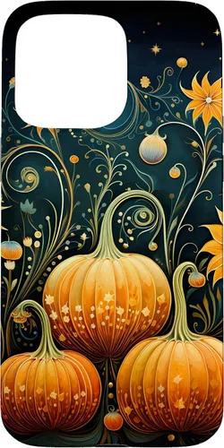 Vista 28 de Funda floral para iPhone 16 Pumpkins Vintage Otoño Otoño