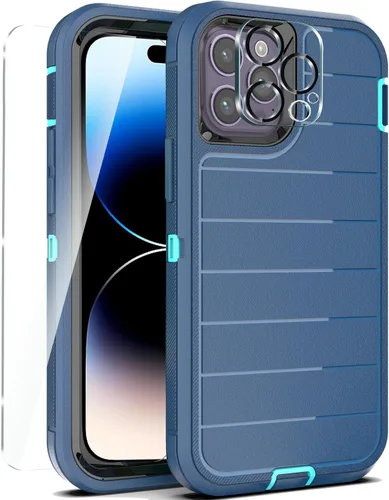 Vista 18 de YmhxcY Funda para iPhone 12/iPhone 12 Pro [2 Protectores de Pantalla de Vidrio Templado] Cubierta Duradera de 3 Capas A Prueba de Caídas/Funda