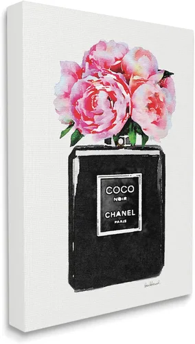 Vista 2 de Stupell Industries agp-106 - Arte de pared Glam con diseño de botella de perfume y peonía negra, 16 x 20 pulgadas, lienzo envuelto en galería