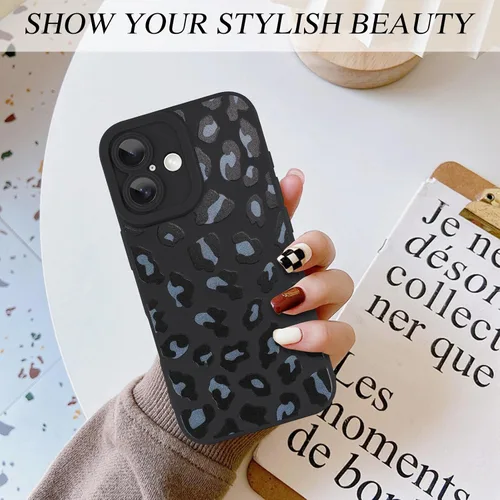Vista 2 de Fiyart Funda diseñada para iPhone 16, bonito patrón de estampado de leopardo, suave y delgada, de poliuretano termoplástico, protector de guepardo