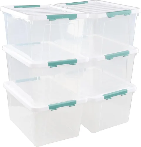 Vista 11 de Quickquick - Contenedor de plástico transparente de 12 cuartos de galón con asa, 4 paquetes