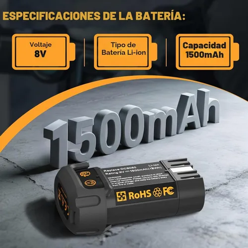 Vista 3 de Shentec Batería de 1500mAh 8V compatible con DEWALT DCB080