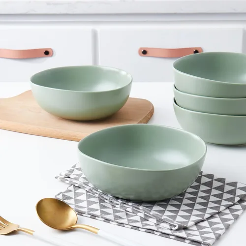 Vista 8 de Stone Lain Delilah Honeydew Green - Juego de platos de porcelana de 6 piezas, cuencos de cocina para cenas diarias, sopas, ensaladas, pasta