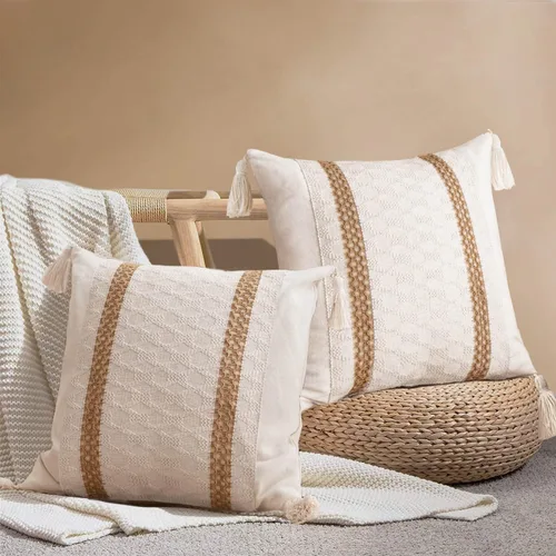Vista 7 de DadyMart DUKYMIK Lumber - Funda de almohada decorativa tejida para sofá, sillón, sillón, automóvil, patio y decoración del hogar (doble raya)