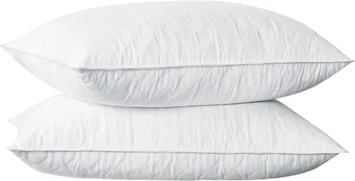 Vista 2 de puredown Juego de 2 almohadas acolchadas de plumas de ganso, color blanco, tamaño Queen estándar
