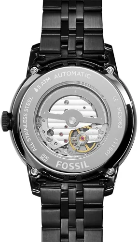 Vista 4 de Fossil - Reloj de pulsera automático y mecánico de estilo Townsman en acero inoxidable para hombre Negro
