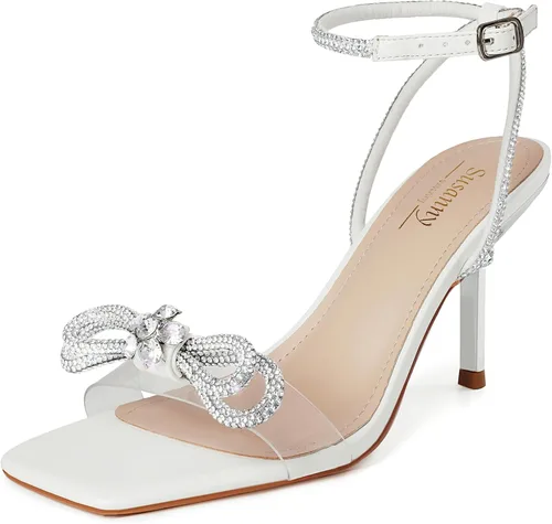 Vista 48 de Susanny - Zapatos de tacón bajo con strass para mujer, con punta puntiaguda, de tacón kitten, con cierre, ajustables, con correa, para vestido