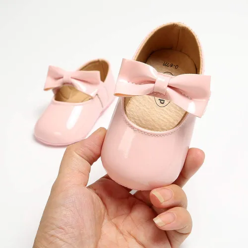 Vista 4 de Zapatos planos Mary Jane para bebés y niñas con lazo y flores, vestido de princesa, para boda, zapatos de ballet antideslizantes para niños pequeños