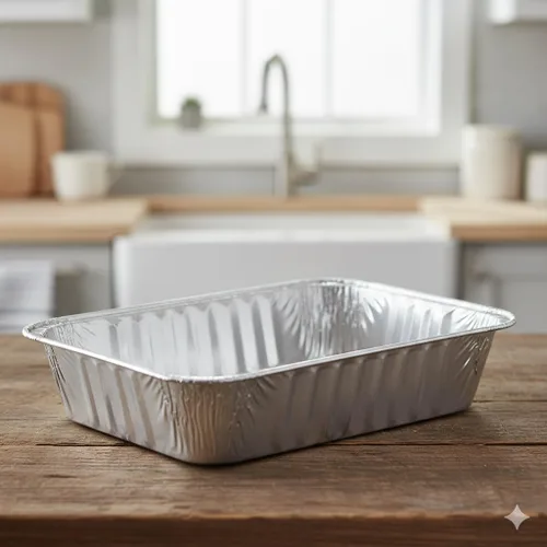 Vista 4 de Charola mediana de aluminio laminado profundo (9 x 13). Seguras para usar en freezer, horno y mesa de vapor. Paquete x 30