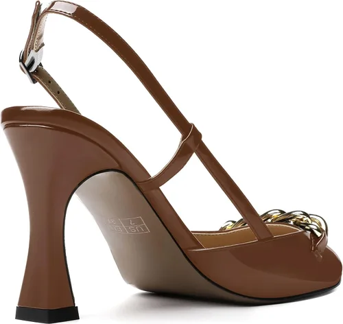 Vista 5 de SKYSTERRY Zapatos de tacón alto con punta puntiaguda casual de metal para mujer, con patente de patente de 3.3 pulgadas
