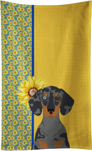 Vista 178 de Caroline's Treasures WDK5313KTWL - Toalla de cocina con diseño de girasoles de verano, color negro y tostado, Airedale Terrier, toalla de mano