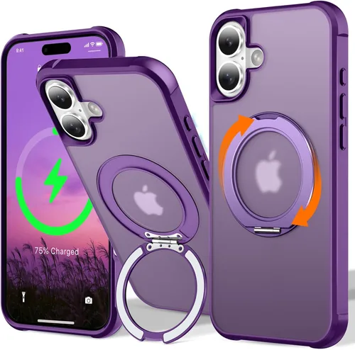 Vista 134 de UMIONE - Funda con diseño de anillo magnético giratorio de 360° para iPhone 11, soporte de bucle invisible integrado, compatible con Magsafe, funda