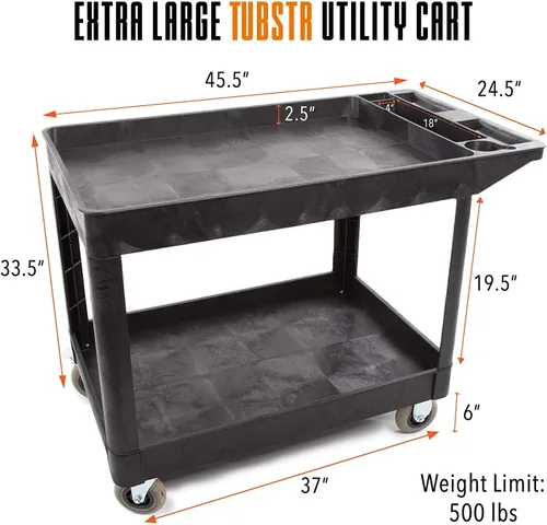 Vista 6 de Stand Steady Original Tubstr XL - Carrito para exteriores con ruedas resistentes, carrito utilitario de dos estantes que soporta hasta 500 libras
