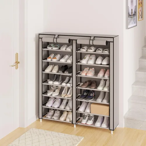 Vista 6 de MOYIPIN Zapatero organizador de almacenamiento, doble fila portátil de tela no tejida con capacidad para hasta 28 pares de 36.2 x 11.2 x 49.2