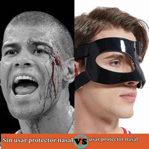 Vista 5 de Protector de nariz para nariz rota, béisbol, sóftbol, baloncesto, máscara facial ajustable con acolchado protector de nariz que protege la nariz