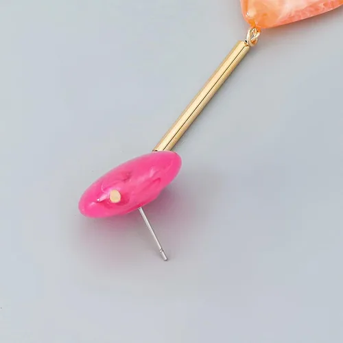 Vista 6 de Aretes geométricos acrílicos redondos cuadrados de resina, aretes ligeros de gota de acetato de resina, aretes de aro colgantes de borla larga