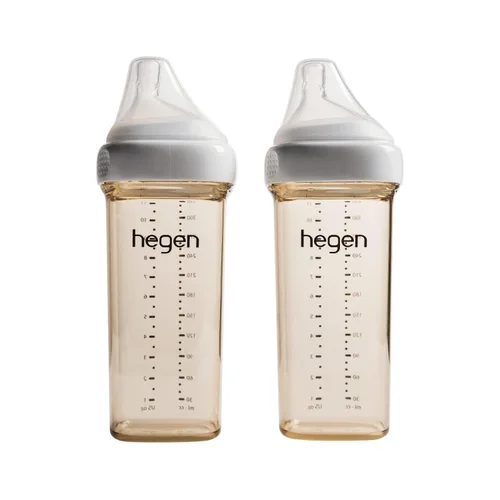 Vista 9 de Hegen Biberones para bebé - Biberones anticólicos de cuello ancho - Sistema de lactancia 11 oz con tetinas de flujo rápido