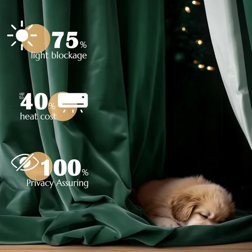Vista 3 de jinchan Cortinas opacas de terciopelo para sala de estar, cortinas de lujo con aislamiento térmico para dormitorio, 120 pulgadas de largo, cortinas