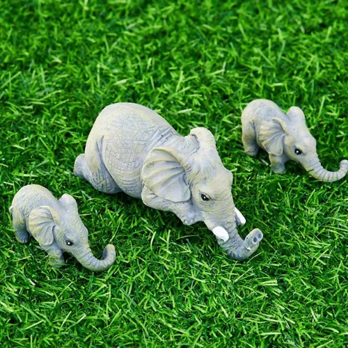Vista 6 de Juego de 3 piezas de estatua de decoración de elefante, madre y dos bebés colgantes, adornos para sala de estar, dormitorio, decoración del hogar