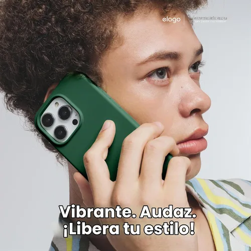 Vista 6 de elago Funda compatible con iPhone 15 Pro Max, de silicona líquida, funda protectora de cuerpo completo, a prueba de golpes, funda delgada para Verde