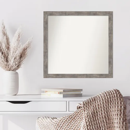 Vista 200 de Amanti Art Silver Bathroom Mirror for Over Sink, 26x35 Custom Made Marred Pewter Rectangle Vanity Mirror, Large Casual Wood Frame, Hangs Horizonally