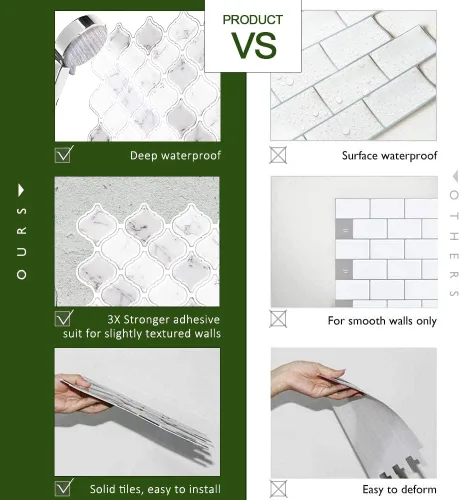 Vista 2 de STICKGOO Arabesque - Protector contra salpicaduras para despegar y pegar, azulejos de pared autoadhesivos de 12 x 12 pulgadas para cocina, azulejos