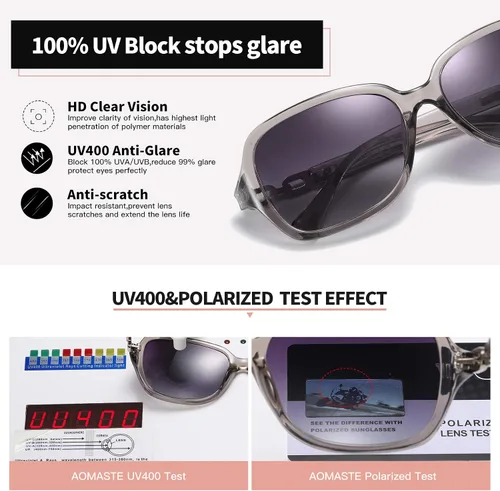 Vista 5 de AOMASTE Retro Square Polarized Sunglasses for Women UV400 Protection Driving Outdoor Eyewear