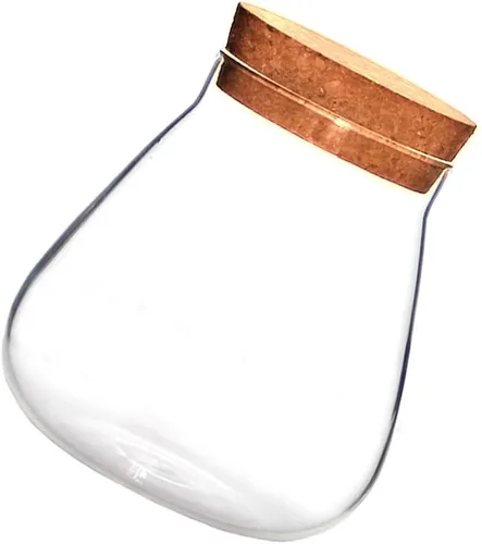 Vista 6 de HOMSFOU Tarro redondo de vidrio para plantas, terrario, mesa, suculentas, bolas, jarrón, botella de deseos, tarro de galletas de caramelo con tapa