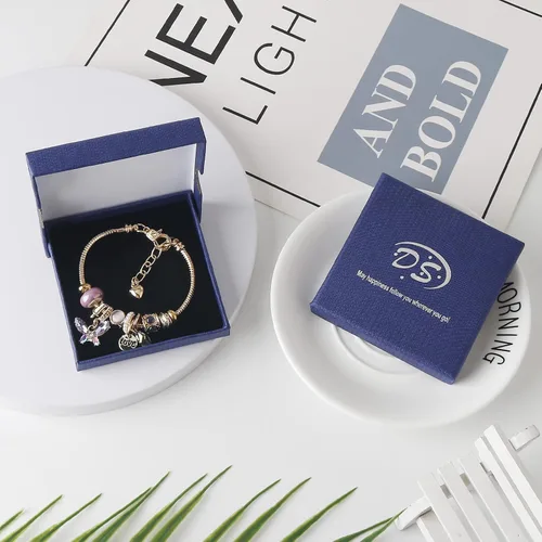 Vista 6 de DS Charm Bracelets for teen girls exquisite cute cartoon friendship bracelet Gold Stainless Steel Bangle birthday Gift box Adjustable little girls